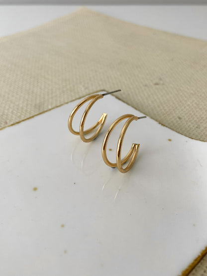 Minimal Double Hoop - Singles Earrings