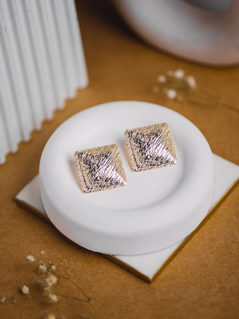 Textured square statement earring
