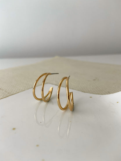 Minimal Double Hoop - Singles Earrings