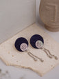 Navy Fabric Earring