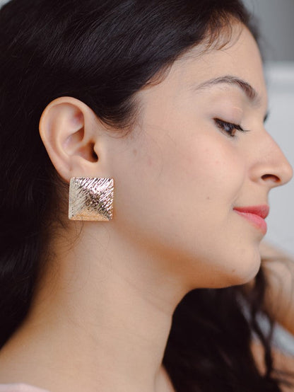 Textured square statement earring